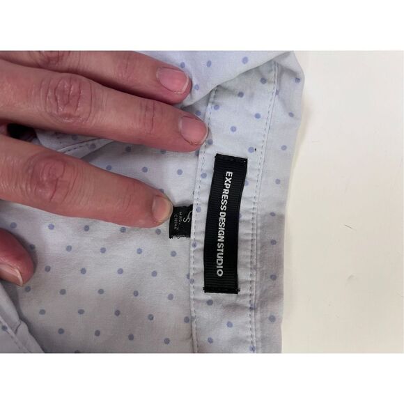 Express Design Studio Womens 3/4 Sleeve Collared Button up Shirt Blue Sz S - Picture 9 of 11